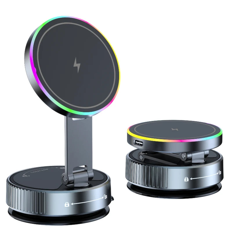 K3 Wireless Charger Car Phone Holder – Colorful RGB 15W Fast Charge